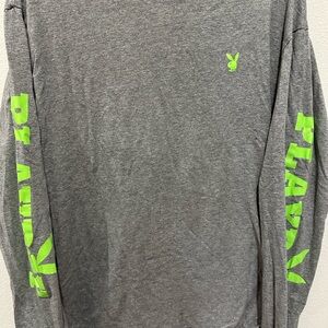 PLAYBOY Gray and Green Long Sleeve Tee